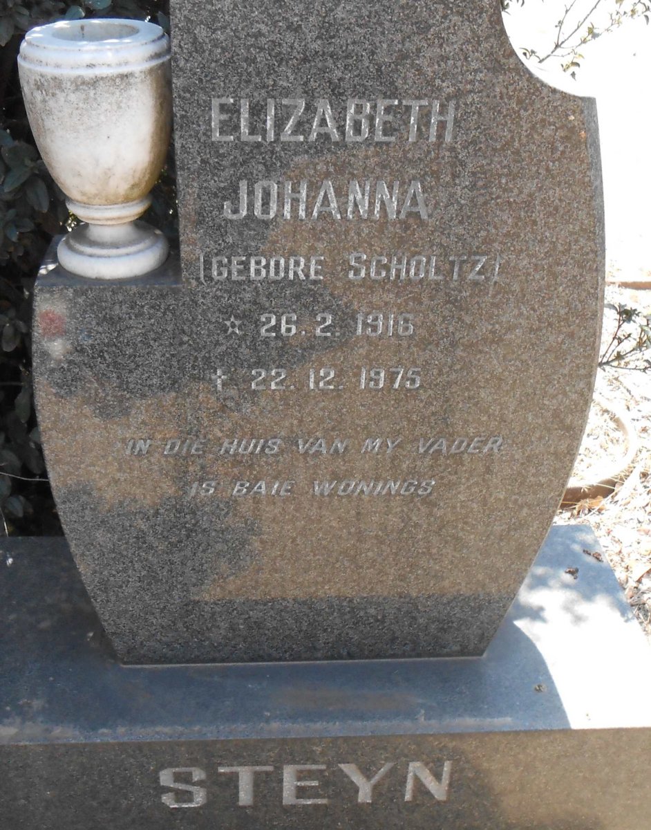 STEYN Elizabeth Johanna nee SCHOLTZ 1916-1975