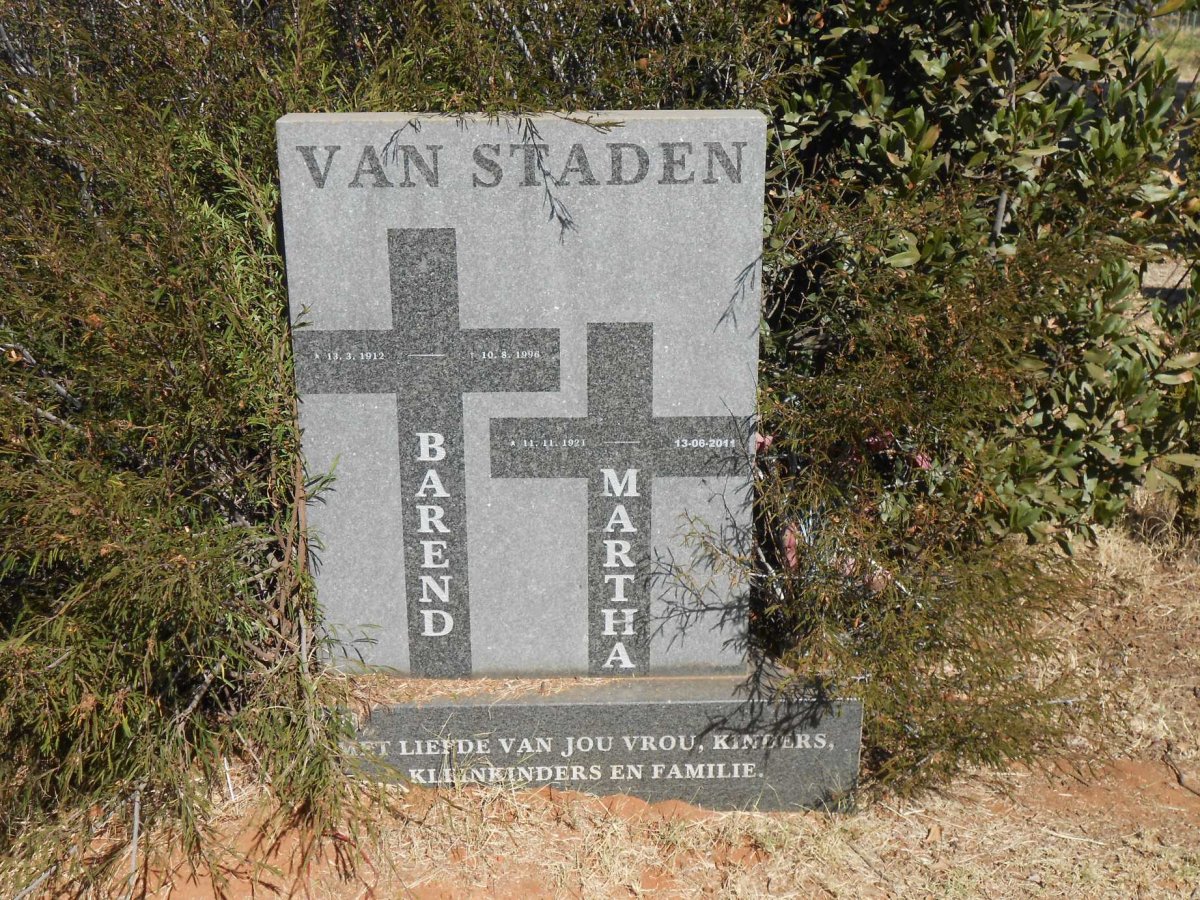 STADEN Barend, van 1912-1996 &amp; Martha 1921-2011