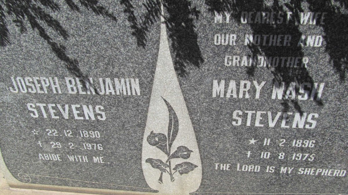 STEVENS Joseph Benjamin 1890-1976 &amp; Mary Nash 1896-1975