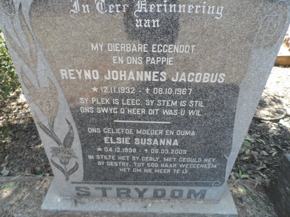 STRYDOM Reyno Johannes Jacobus 1932-1967 &amp; Elsie Susanna 1938-2009