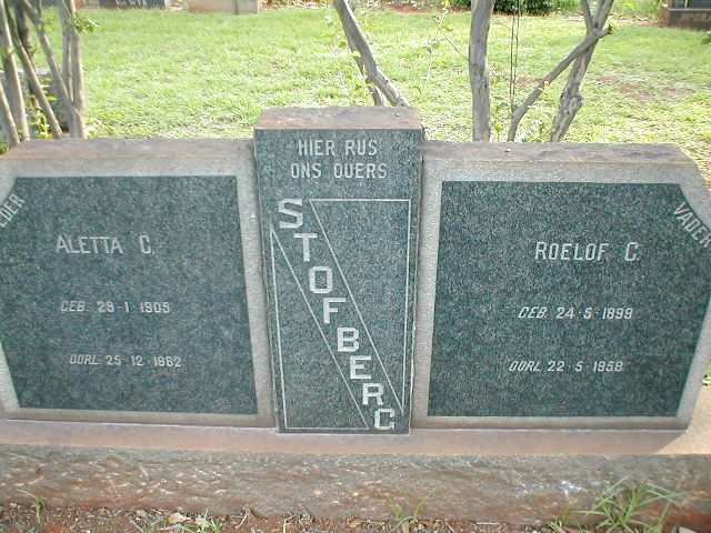 STOFBERG Roelof C. 1899-1958 &amp; Aletta C. 1905-1962