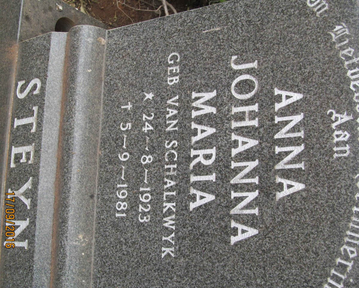 STEYN Anna Johanna Maria ne VAN SCHALKWYK 1923-1981