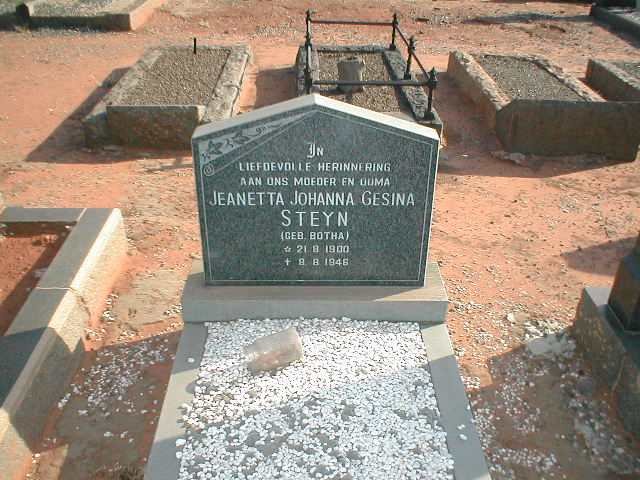 STEYN Jeanetta Johanna Gesina nee BOTHA 1900-1946