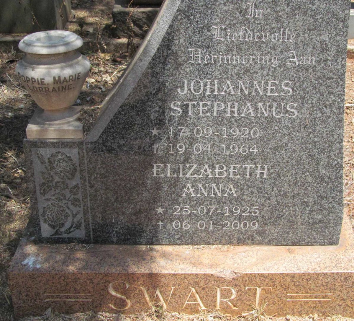 SWART Johannes Stephanus 1920-1964 &amp; Elizabeth Anna 1925-2009