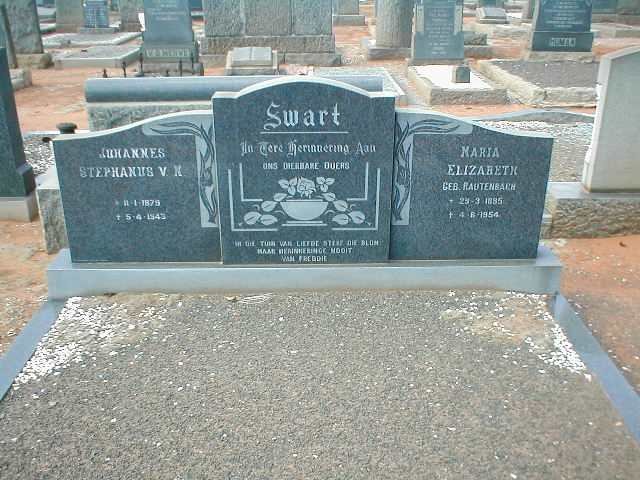 SWART Johannes Stephanus V.N. 1879-1943 &amp; Maria Elizabeth RAUTENBACH 1885-1954