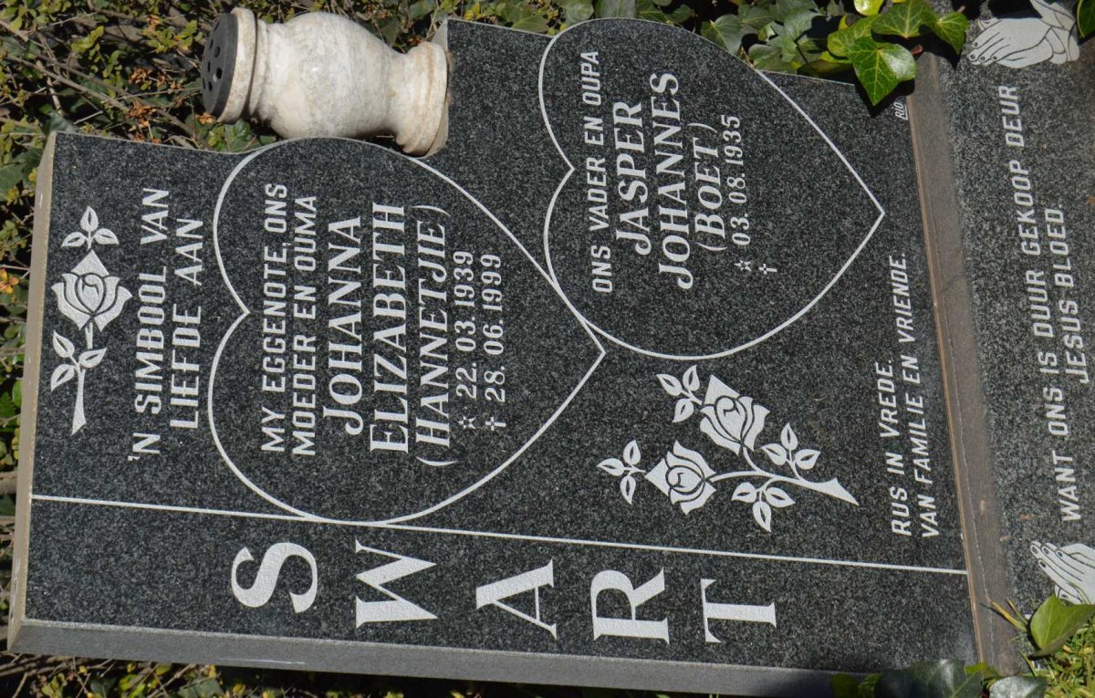SWART Jasper Johannes 1935- &amp; Johanna Elizabeth 1939-1999