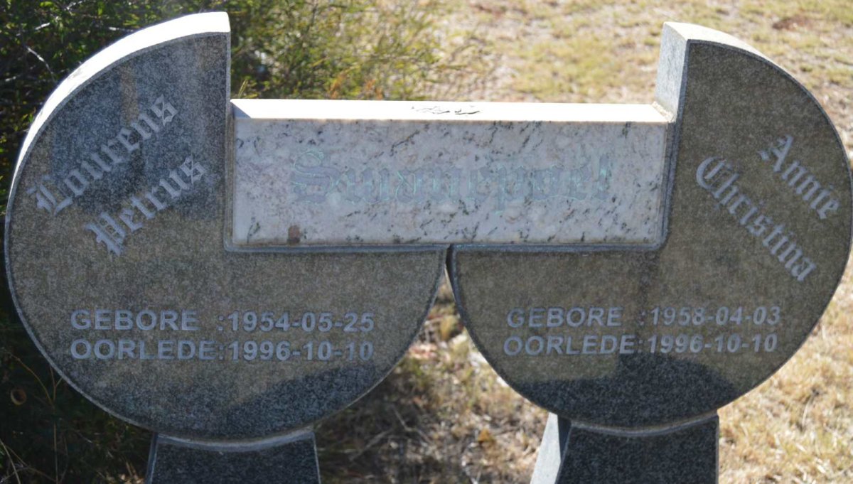 SWANEPOEL Lourens Petrus 1954-1996 &amp; Annie Christina 1958-1996