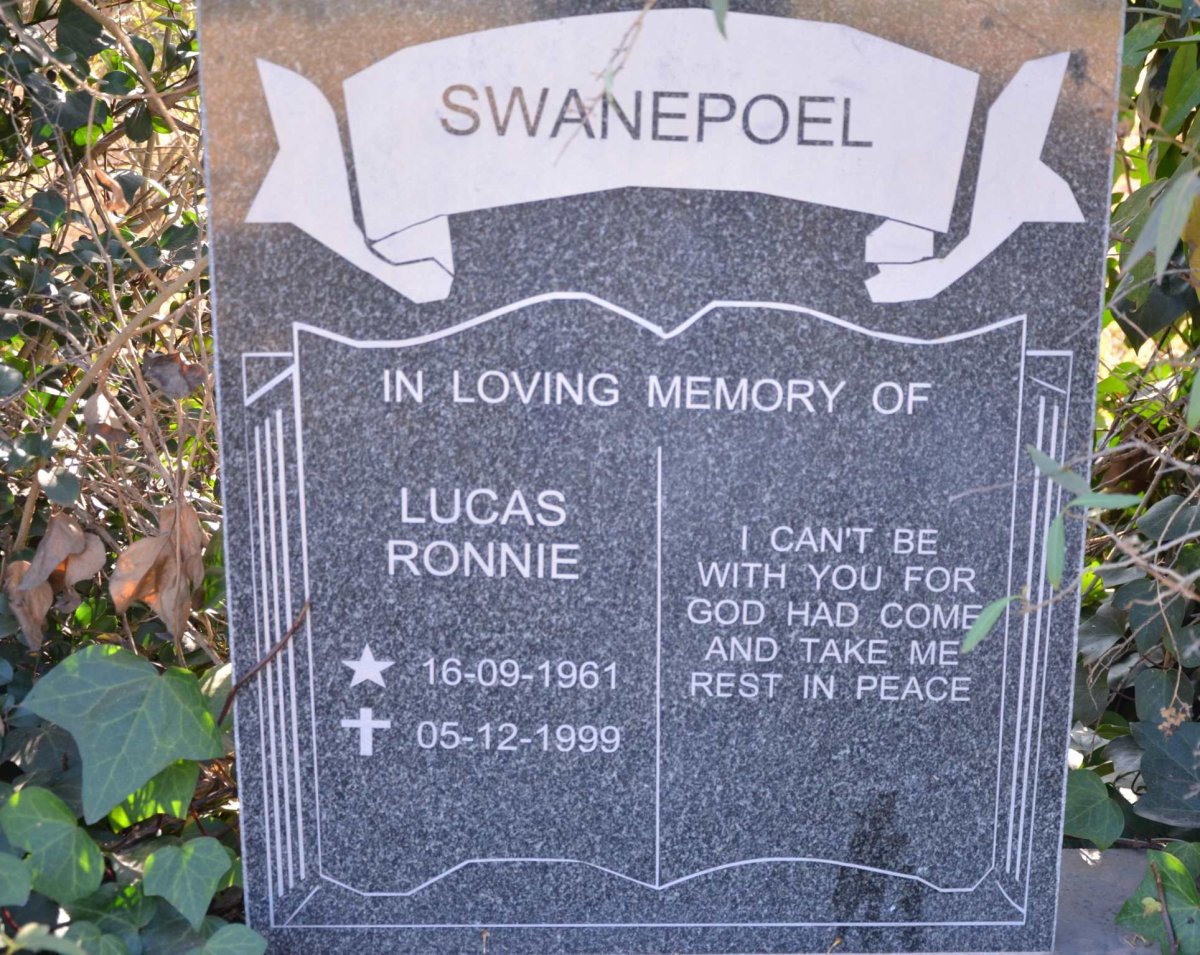 SWANEPOEL Lucas Ronnie 1961-1999