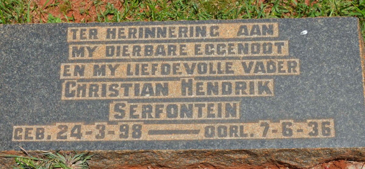 SERFONTEIN Christian Hendrik 1898-1936