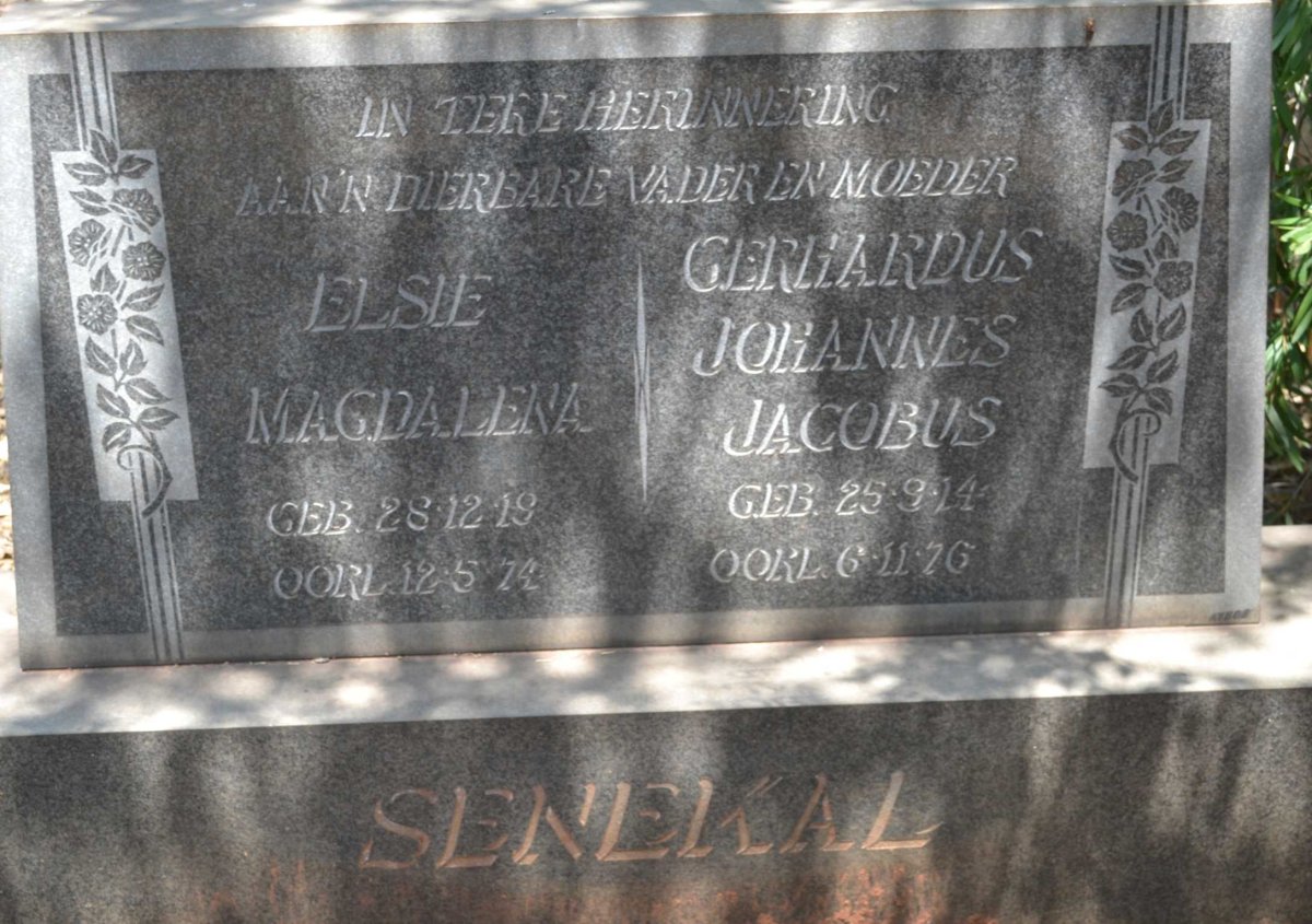 SENEKAL Gerhardus Johannes Jacobus 1914-1976 &amp; Elsie Magdalena 1919-1974