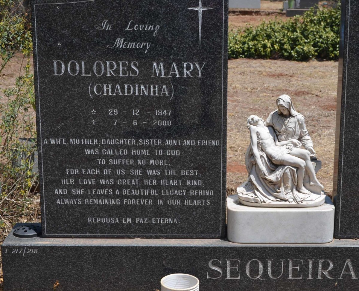 SEQUEIRA Dolores Mary CHADINHA 1947-2000
