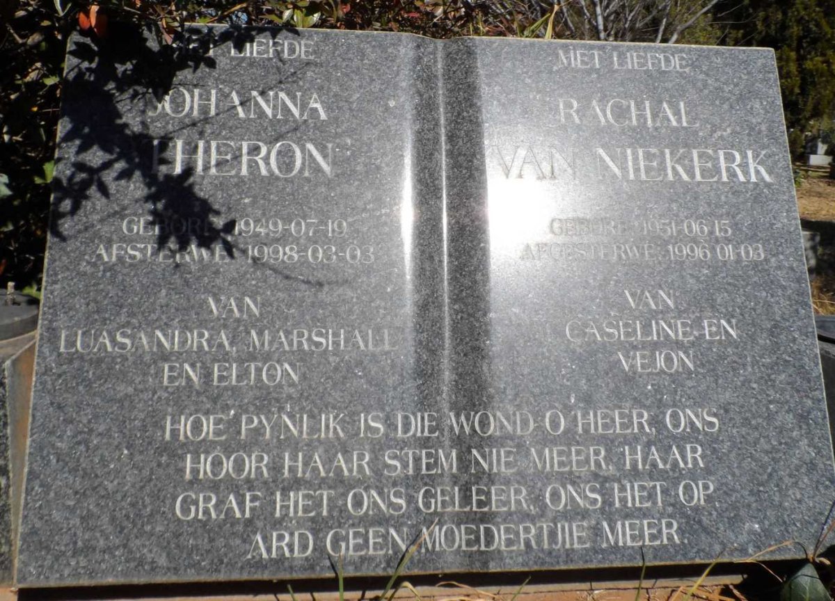 THERON Johanna 1949-1998 :: VAN NIEKERK Rachel 1951-1996