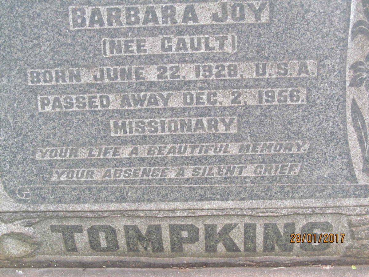 TOMPKINS Barbara Joy nee GAULT 1928-1956