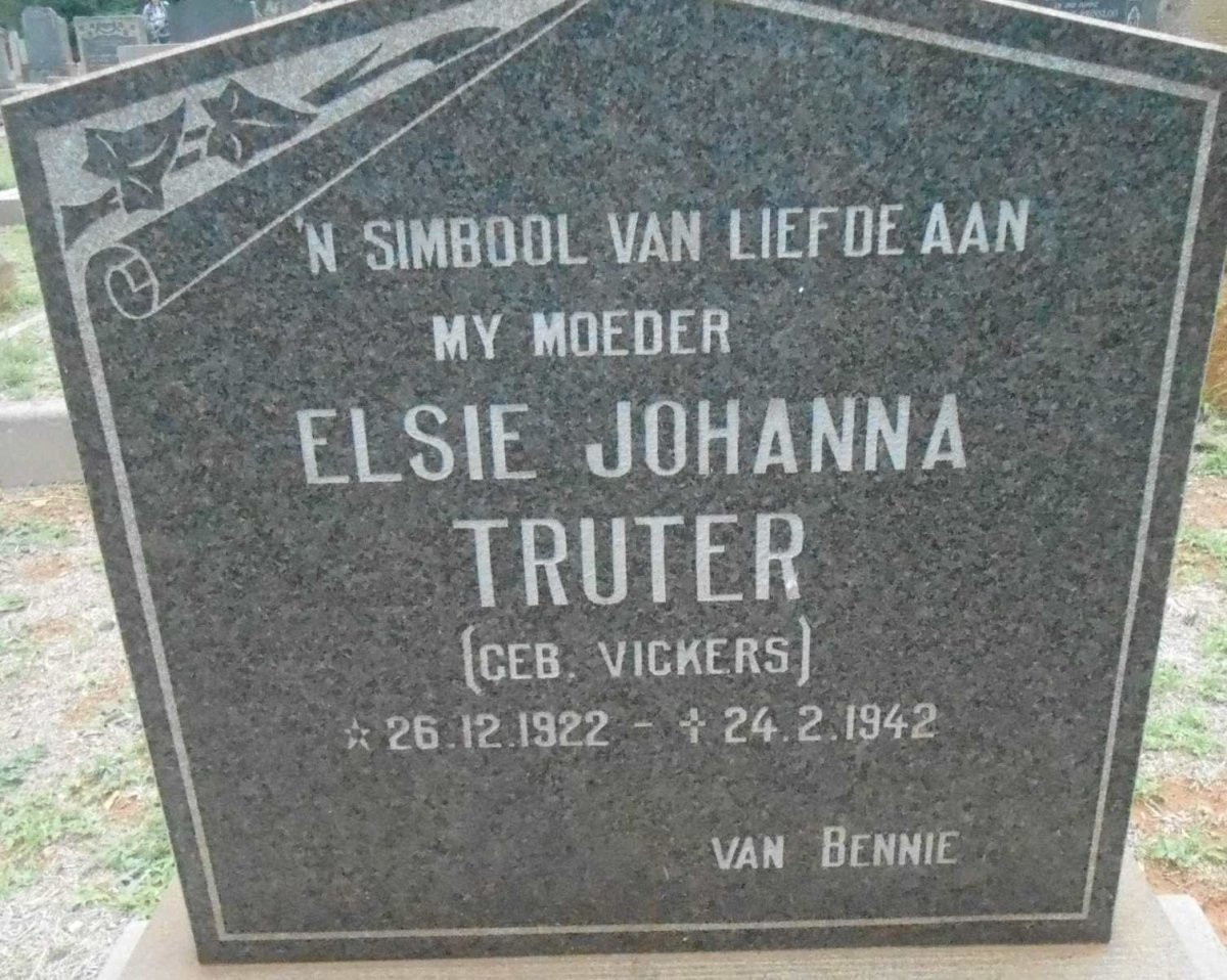 TRUTER Elsie Johanna nee VICKERS 1922-1942
