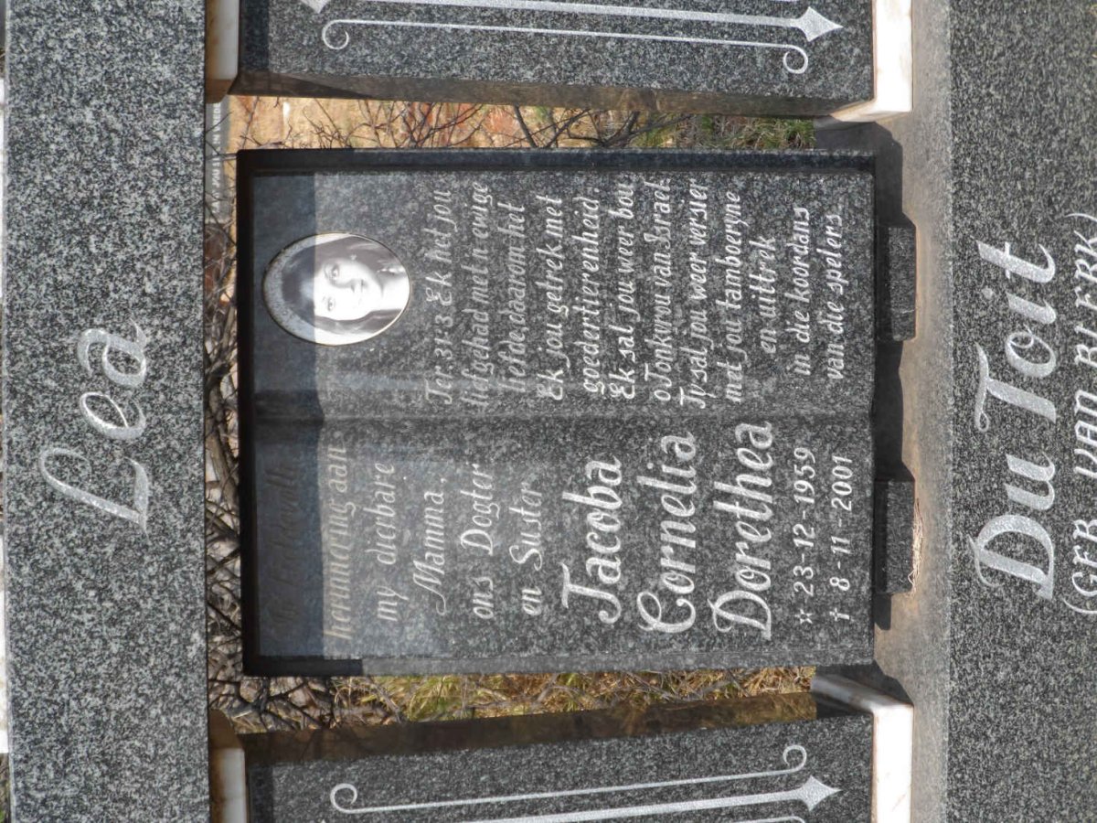 TOIT Jacoba Cornelia Dorethea, du nee VAN BLERK 1959-2001