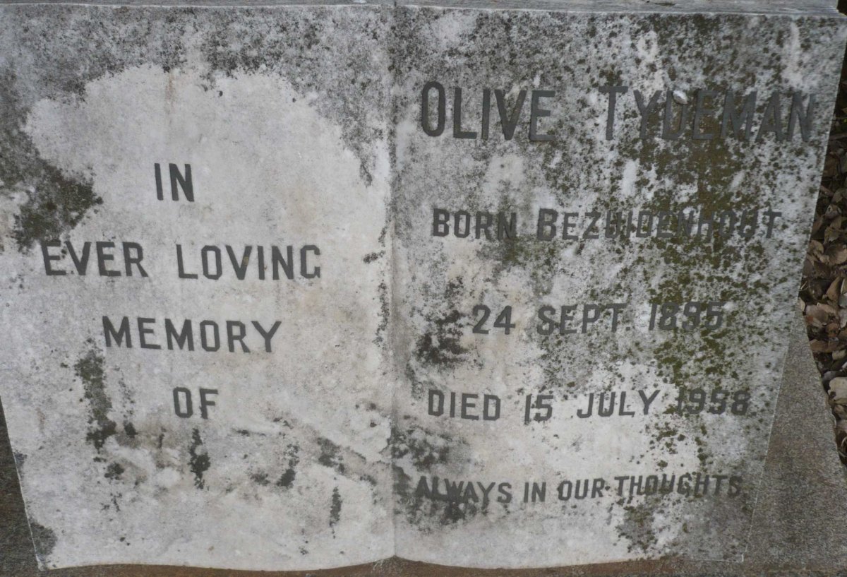 TYDEMAN Olive nee BEZUIDENHOUT 1895-1958