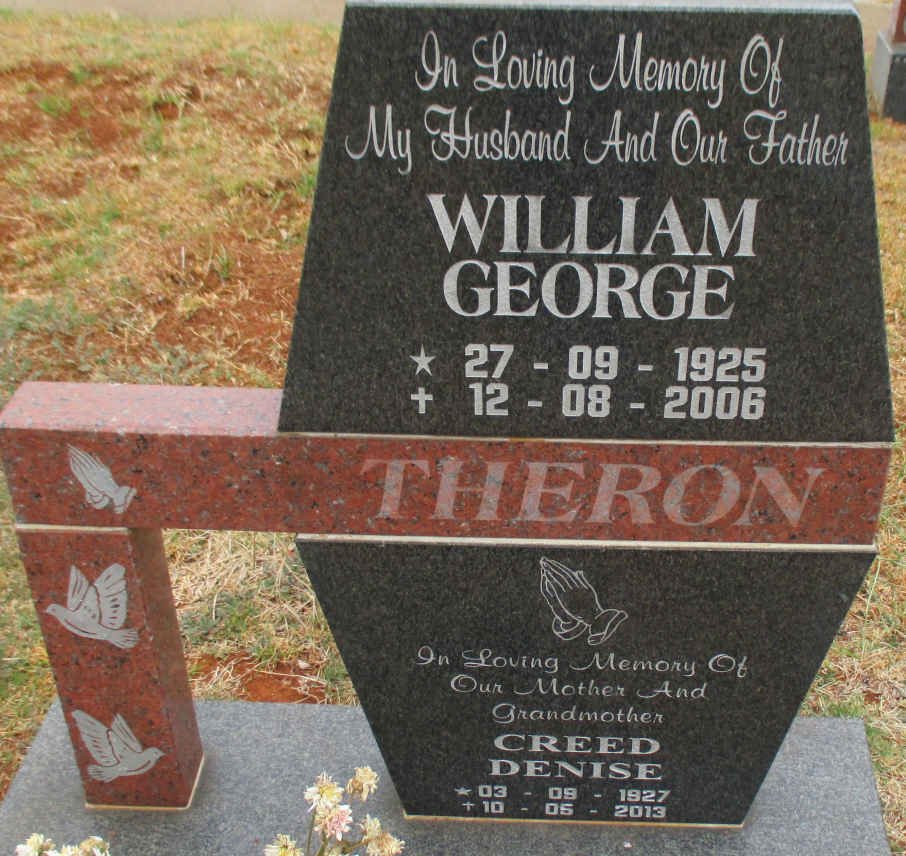 THERON William George 1925-2006 :&amp; Denise CREED 1927-2013
