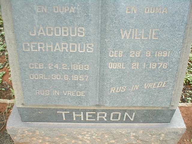 THERON Jacobus Gerhardus 1883-1957 &amp; Willie 1891-1976