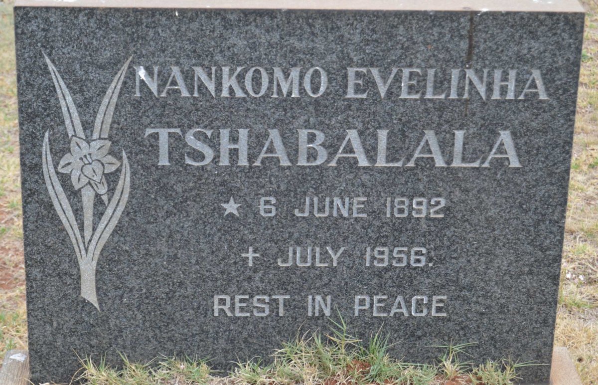 TSHABALALA Nankomo Evelinha 1892-1956