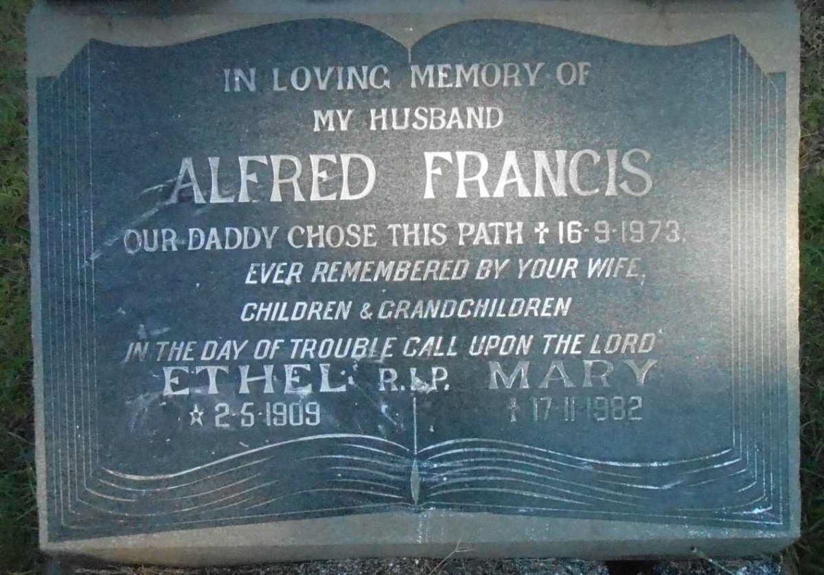 THOMAS Alfred Francis -1973 &amp; Ethel Mary 1909-1982