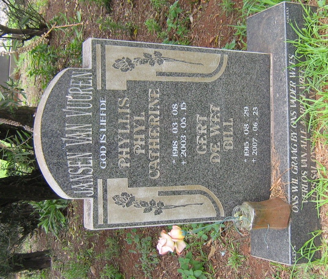 VUUREN Gert de Wet, Jansen van 1915-2007 &amp; Phyllis Catherine 1918-2003