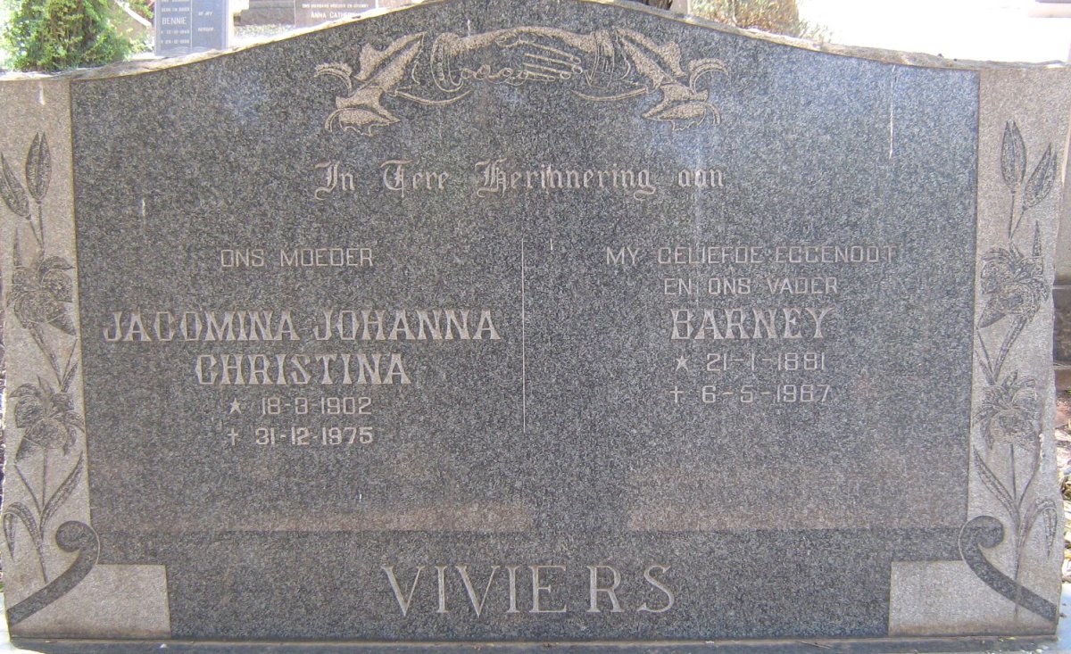 VIVIERS Barney 1891-1967 Jacomina Johanna Christina 1902-1975