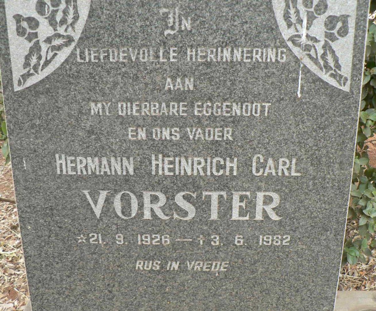 VORSTER Hermann Heinrich Carl 1926-1982