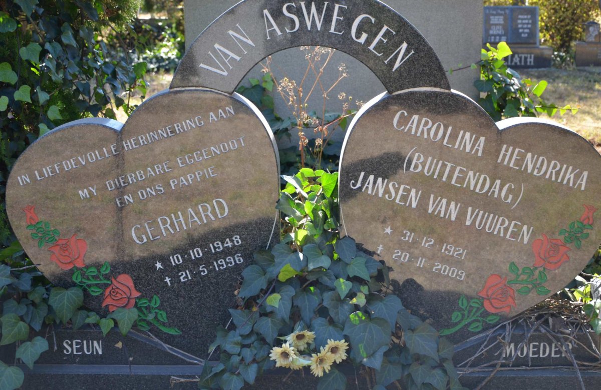 VUUREN Carolina Hendrika, Jansen van nee BUITENDAG 1921-2009 :: VAN ASWEGEN Gerhard 1948-1996