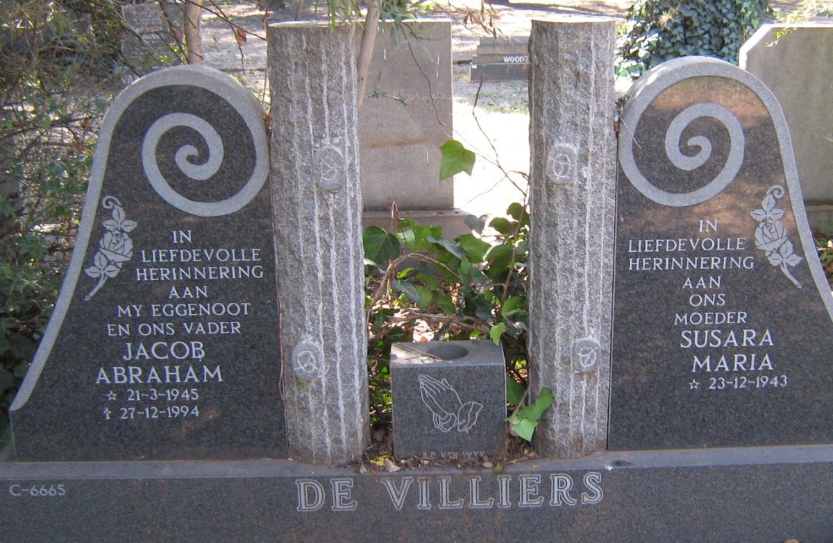 VILLIERS Jacob Abraham, de 1945-1994 &amp; Susara Maria 1943-