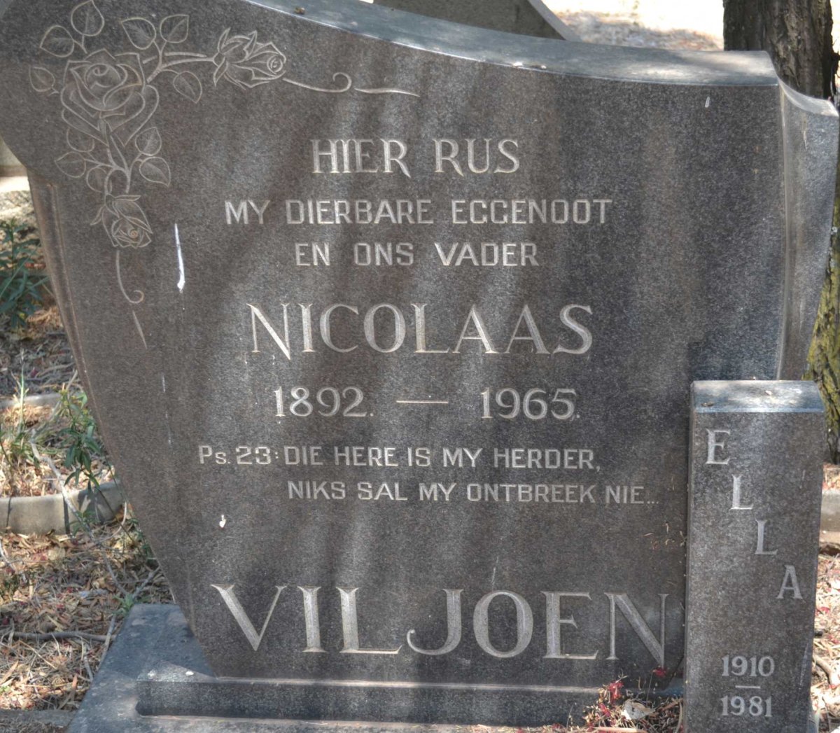 VILJOEN Nicolaas 1892-1965 &amp; Ella 1910-1981