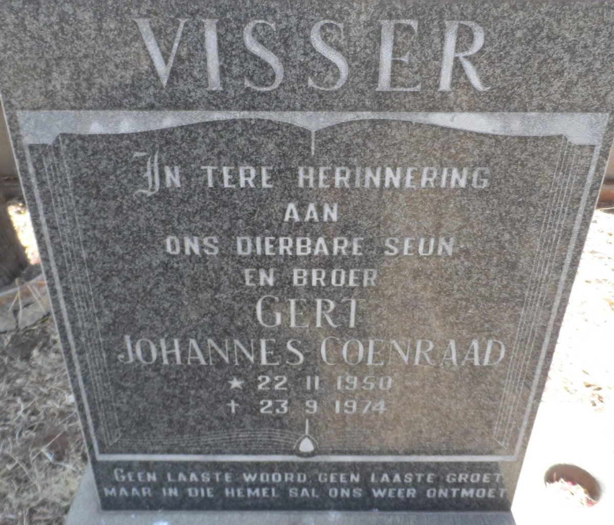 VISSER Gert Johannes Coenraad 1950-1974