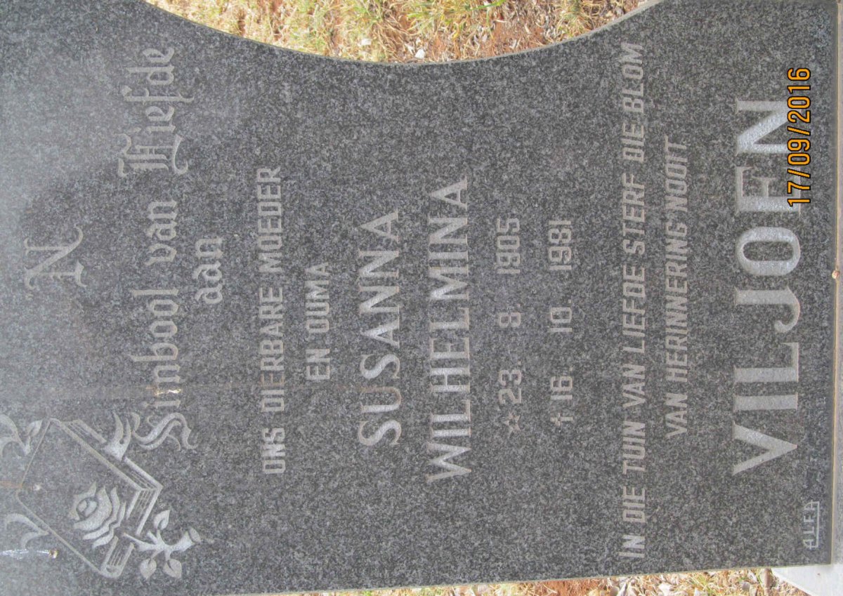 VILJOEN Susanna Wilhelmina 1905-1981