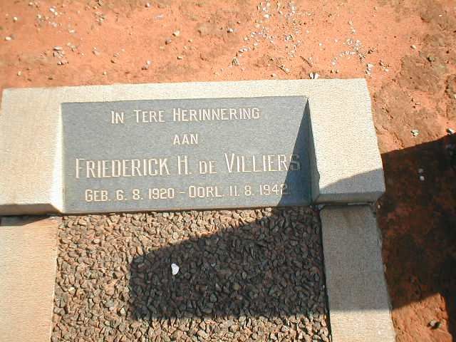 VILLIERS Friederick H., de 1920-1942