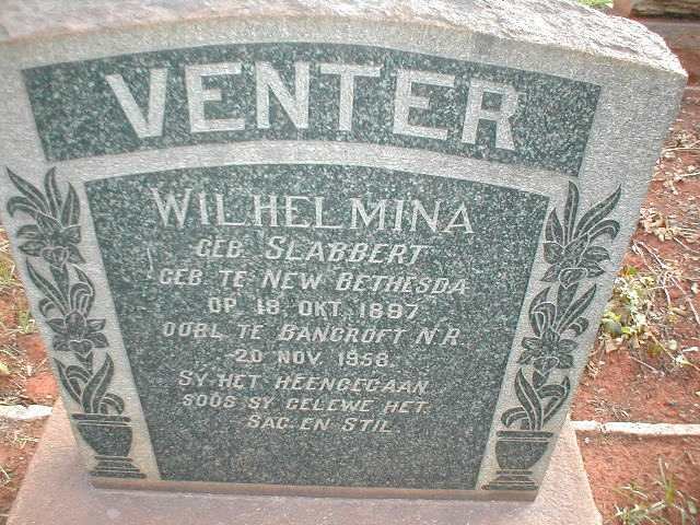 VENTER Wilhelmina nee SLABBERT 1897-1958
