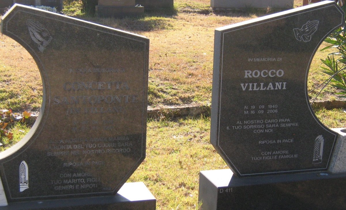 VILLANI Rocco 1940-2006 &amp; Concetta SANTOPONTE 1942-1997