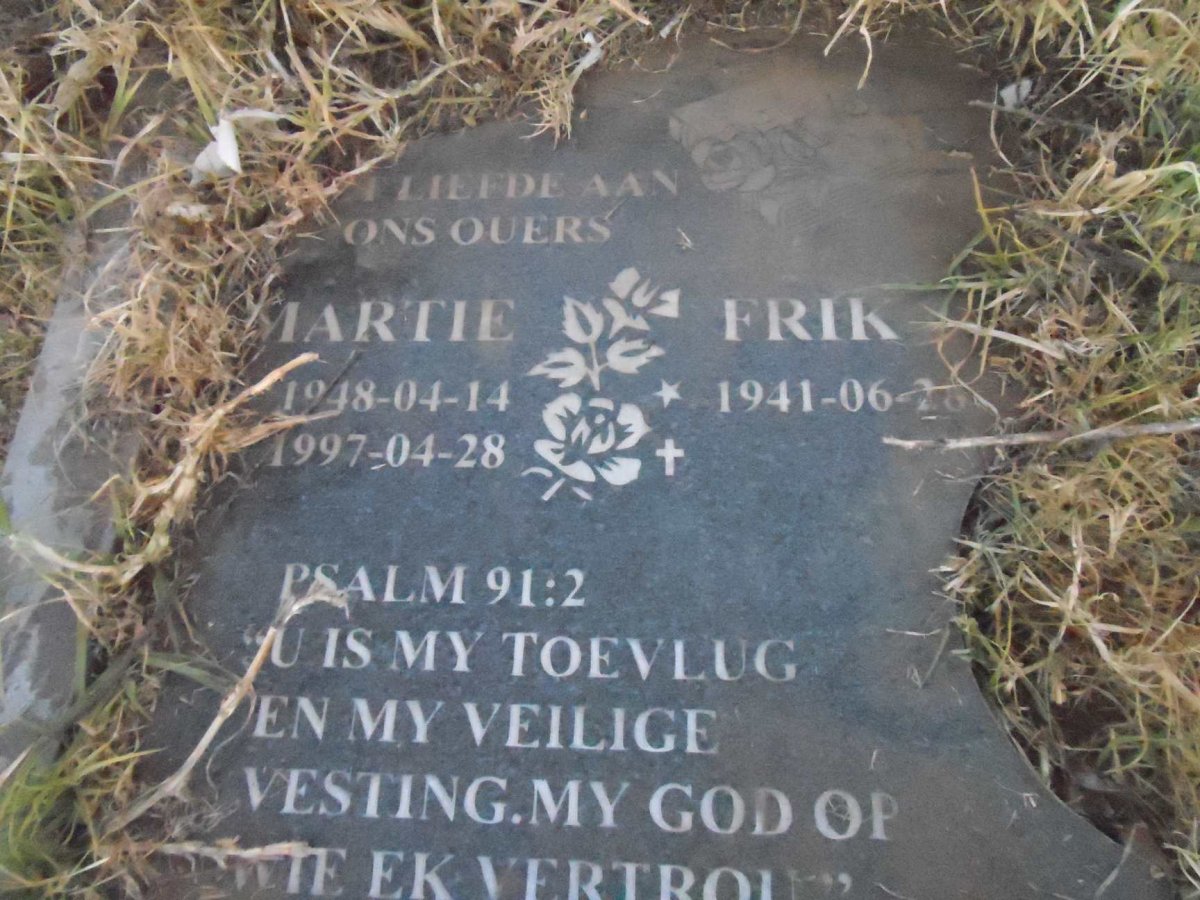 VUUREN Frik, Jansen van 1941- &amp; Martie 1948-1997