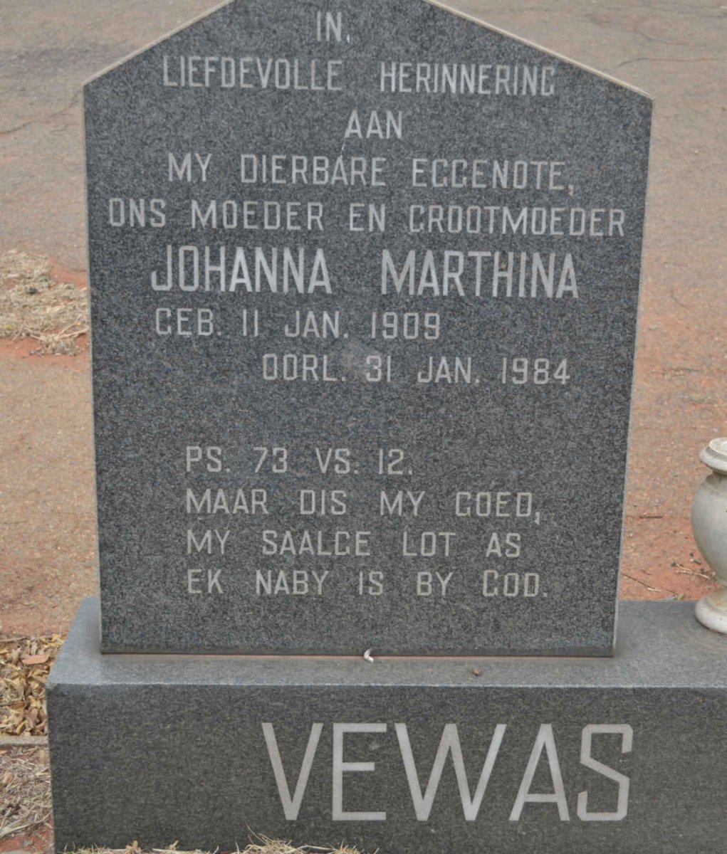 VEWAS Johanna Marthina 1909-1984