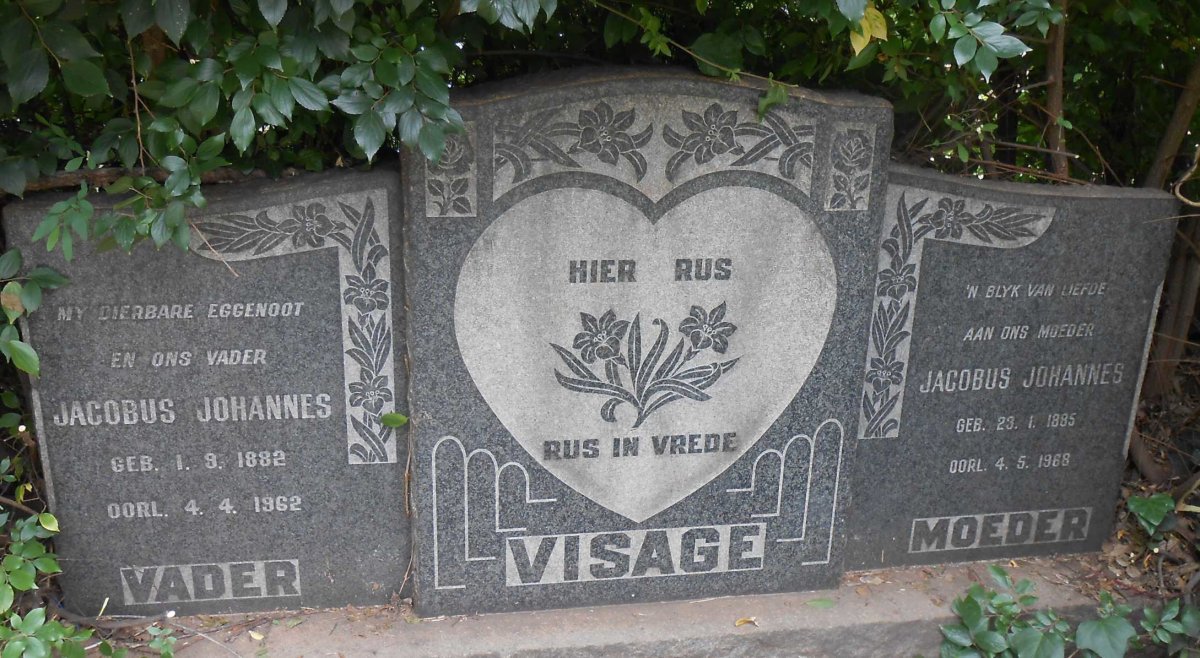 VISAGE Jacobus Johannes 1882-1962 &amp; Jacobus Johannes 1885-1968