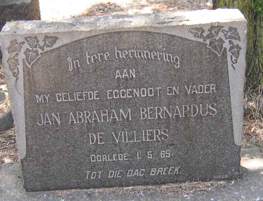 VILLIERS Jan Abraham Bernardus, de -1965