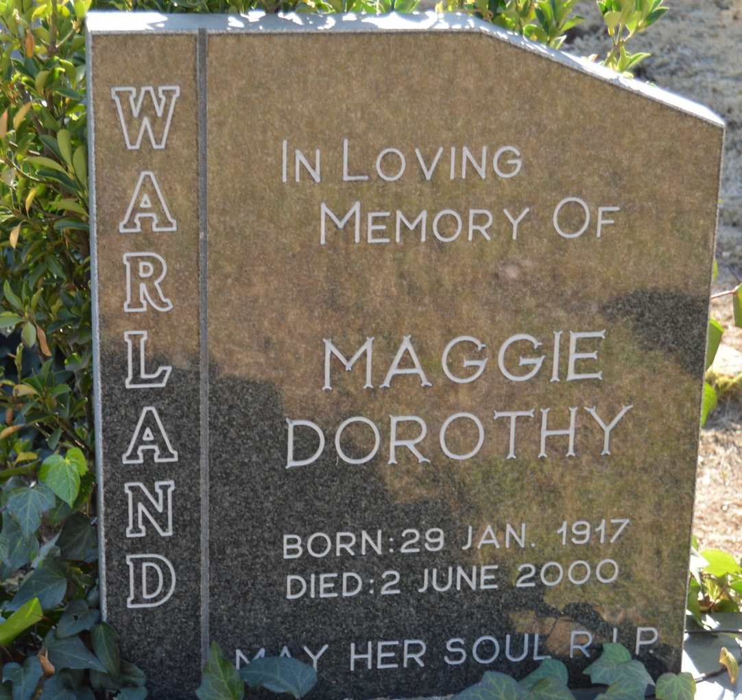 WARLAND Maggie Dorothy 1917-2000