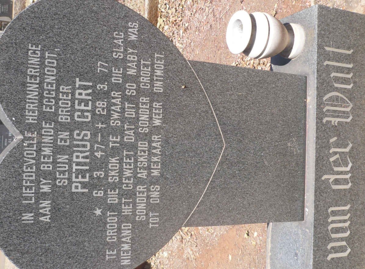 WALT Petrus Gert, van der 1947-1977