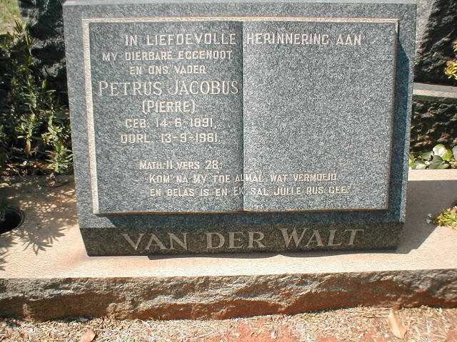 WALT Petrus Jacobus, van der 1891-1961