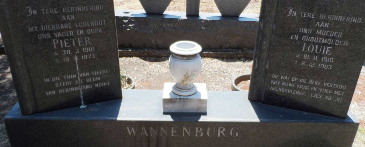 WANNENBURG Pieter 1901-1973 &amp; Louie 1910-1993