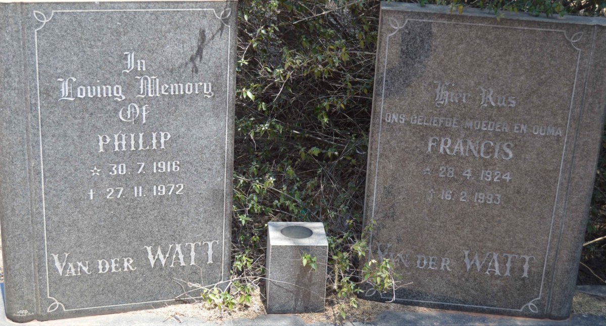 WATT Philip, van der 1916-1972 &amp; Francis 1924-1993