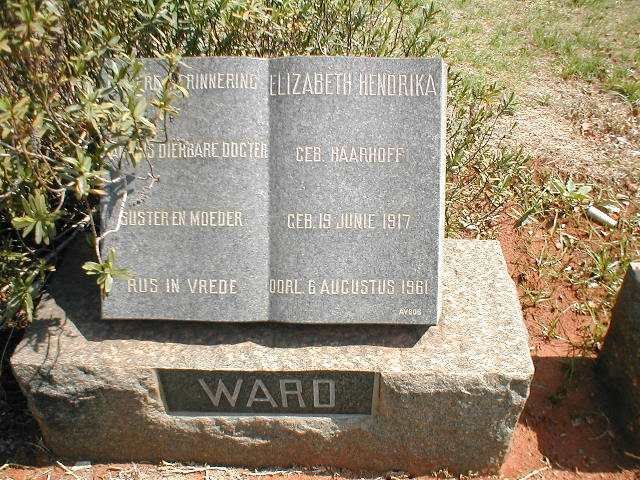 WARD Elizabeth Hendrika nee HAARHOFF 1917-1961