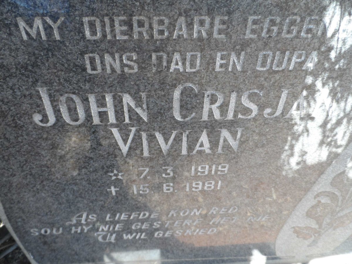 WALT John Crisjan Vivian, van der 1919-1981