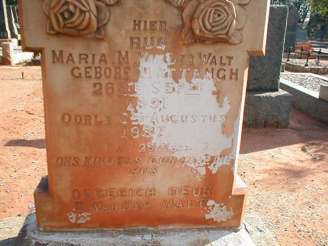 WALT Maria M., van der nee HATTENGH 1891-1937