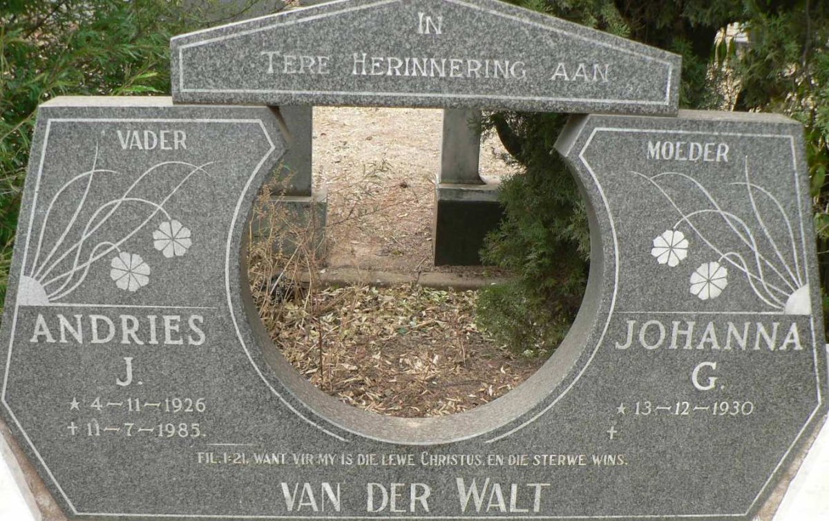 WALT Andries J., van der 1926-1985 &amp; Johanna G. 1930-