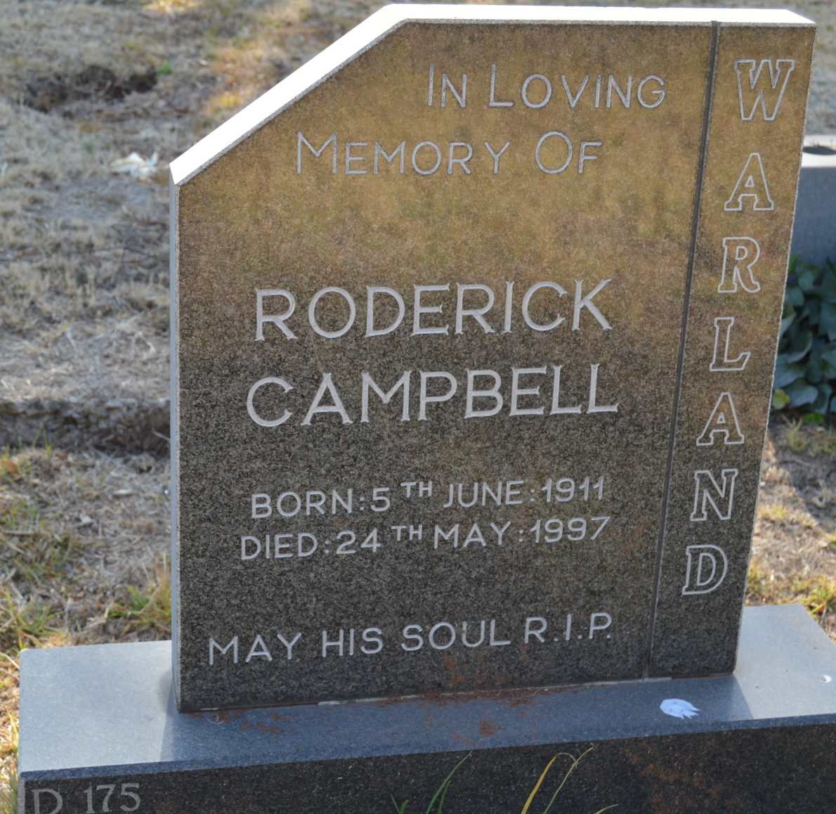 WARLAND Roderick Campbell 1911-1997