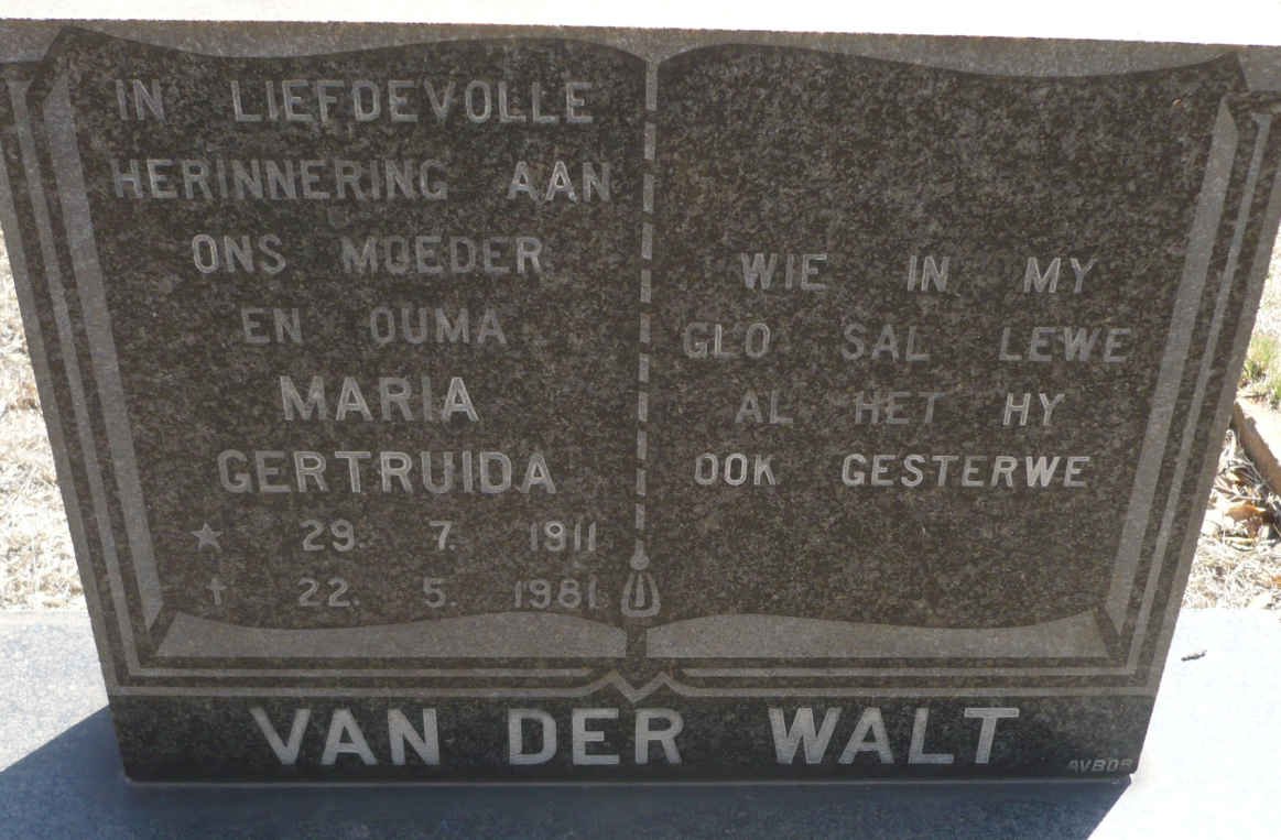 WALT Maria Gertruida, van der 1911-1981